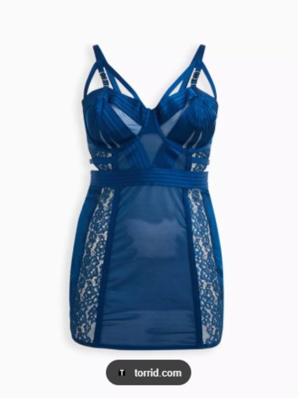 NWT lace Cage underwire blue Chemise size 4